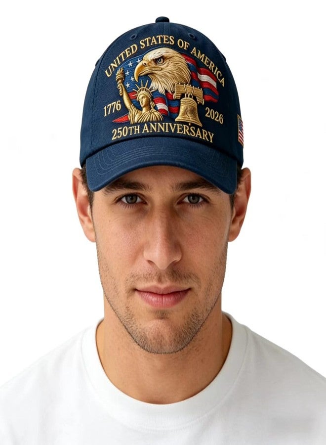 Jofanvin 250th Anniversary of the USA Commemorative Hat, 1776-2026 America's Birthday Celebration Baseball Cap, Vintage Patriot Gift for Veterans, Adjustable Embroidered Independence Day Headwear - Image 3