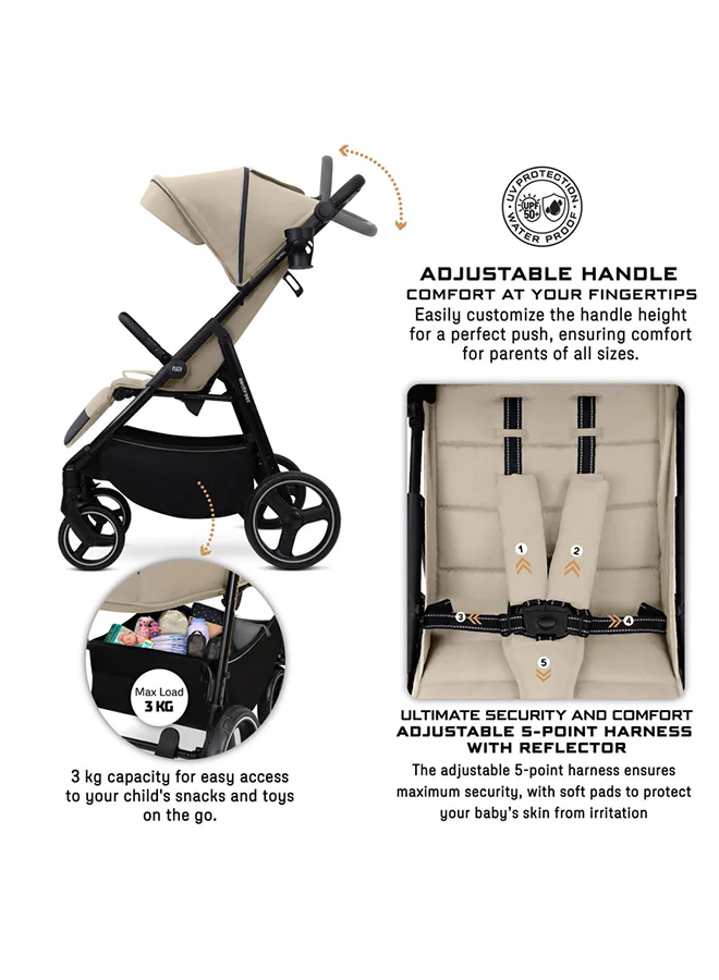 neobreez TETRA Ultra-Compact Lightweight Travel All-Terrain Toddler Baby Stroller, Baby Trolley Pushchair Buggy W/Cup Holder, One Hand Fold Deep&Wide Seat, Waterproof UPF 50+ Canopy, 0-4yrs,  22kg, 3yrs Warranty