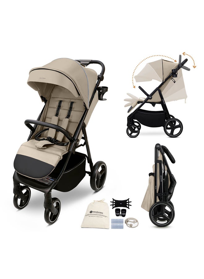 neobreez TETRA Ultra-Compact All-Terrain Baby Toddler Stroller,  Pushchair Buggy, One Hand Fold Deep And Wide Seat, UV And Waterproof Canopy,  Bag, Phone And Cup Holder And Toy Strap, LED lights, 0-4yrs, 22kg, 3yrs Warranty  - Image 1