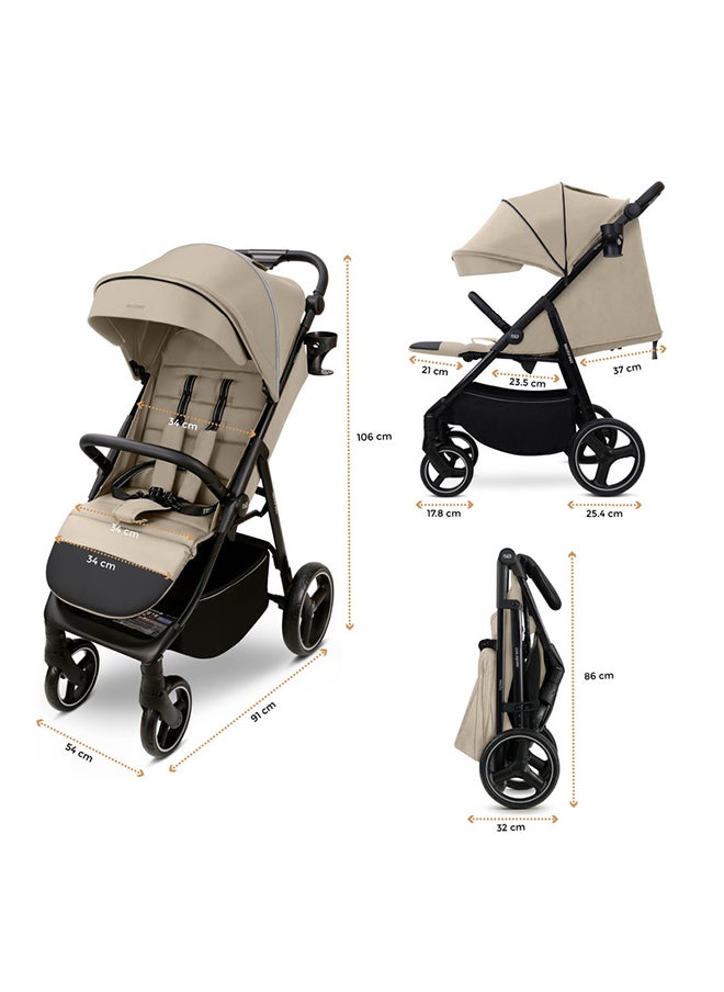 neobreez TETRA Ultra-Compact All-Terrain Baby Toddler Stroller,  Pushchair Buggy, One Hand Fold Deep And Wide Seat, UV And Waterproof Canopy,  Bag, Phone And Cup Holder And Toy Strap, LED lights, 0-4yrs, 22kg, 3yrs Warranty  - Image 5