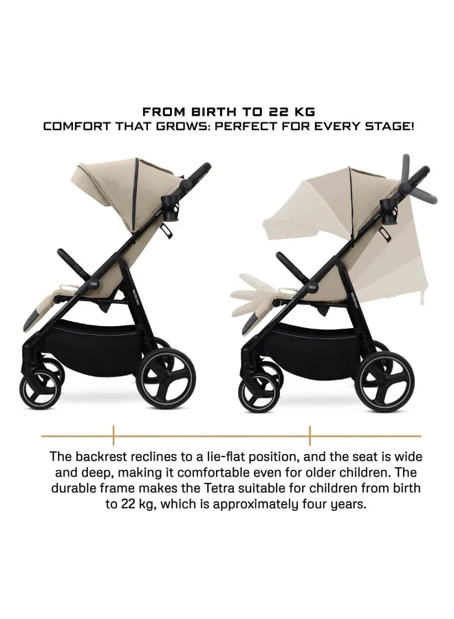 neobreez TETRA Ultra-Compact Lightweight Travel All-Terrain Toddler Baby Stroller, Baby Trolley Pushchair Buggy W/Cup Holder, One Hand Fold Deep&Wide Seat, Waterproof UPF 50+ Canopy, 0-4yrs,  22kg, 3yrs Warranty