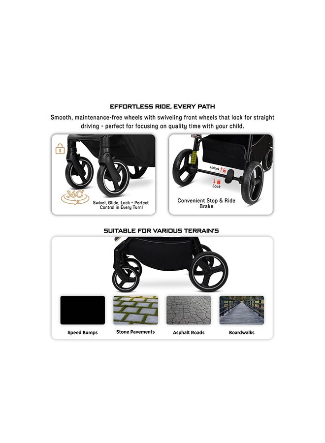 neobreez TETRA Ultra-Compact Lightweight Travel All-Terrain Toddler Baby Stroller, Baby Trolley Pushchair Buggy W/Cup Holder, One Hand Fold Deep&Wide Seat, Waterproof UPF 50+ Canopy, 0-4yrs,  22kg, 3yrs Warranty - Image 4