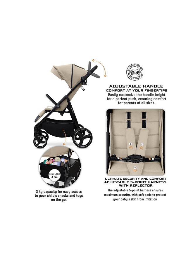 neobreez TETRA Ultra-Compact Lightweight Travel All-Terrain Toddler Baby Stroller, Baby Trolley Pushchair Buggy W/Cup Holder, One Hand Fold Deep&Wide Seat, Waterproof UPF 50+ Canopy, 0-4yrs,  22kg, 3yrs Warranty - Image 3