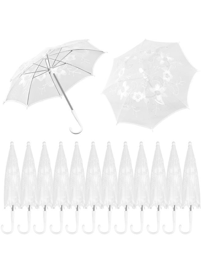 SilTriangle 12 Pack White Lace Umbrella Sequins Embroidery Parasol for Wedding Bride Tea Party Photography Prop Cosplay Decoration (19.7 Inches) - Image 1