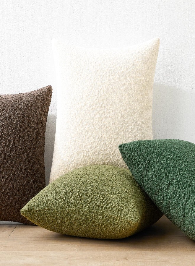 Mixhug Decorative Boucle Throw Pillow Covers, Cream, 18 x 18 Inches, Pack of 2 - Textured Boho Pillow Covers for Couch and Bed - Image 5