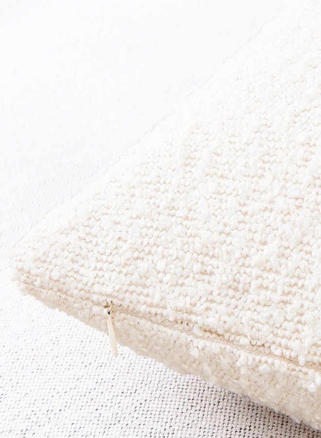 Mixhug Decorative Boucle Throw Pillow Covers, Cream, 18 x 18 Inches, Pack of 2 - Textured Boho Pillow Covers for Couch and Bed - Image 2