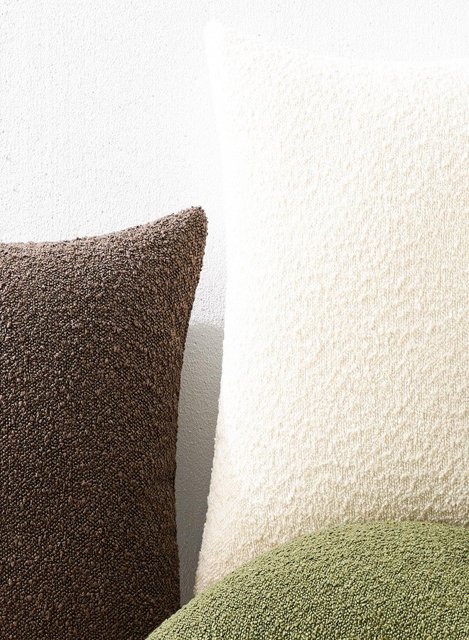 Mixhug Decorative Boucle Throw Pillow Covers, Cream, 18 x 18 Inches, Pack of 2 - Textured Boho Pillow Covers for Couch and Bed - Image 4