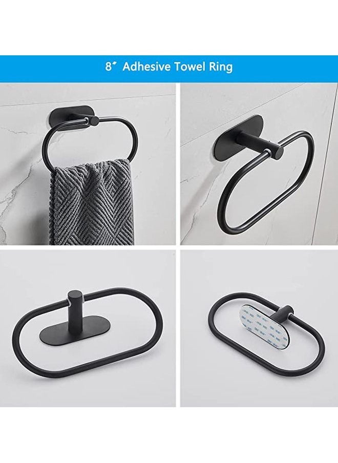 Arabest 4-Pieces Matte Black Bathroom Hardware Set , Includes Adhesive Toilet Paper Holder, Adhesive Hand Towel Bar, Adhesive Robe Towel Hook ，Bathroom Accessories Kit  - Image 3