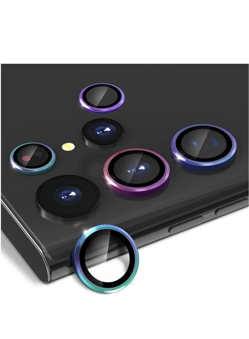 ELTRAZONE Samsung Galaxy S22 Ultra Camera Lens Protector [3+2], Anti Scratch HD Tempered Glass Back Camera Protective Film Ring Cover, Colorful - Image 1