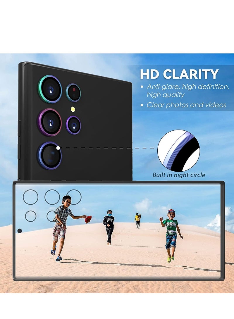 ELTRAZONE Samsung Galaxy S22 Ultra Camera Lens Protector [3+2], Anti Scratch HD Tempered Glass Back Camera Protective Film Ring Cover, Colorful - Image 3