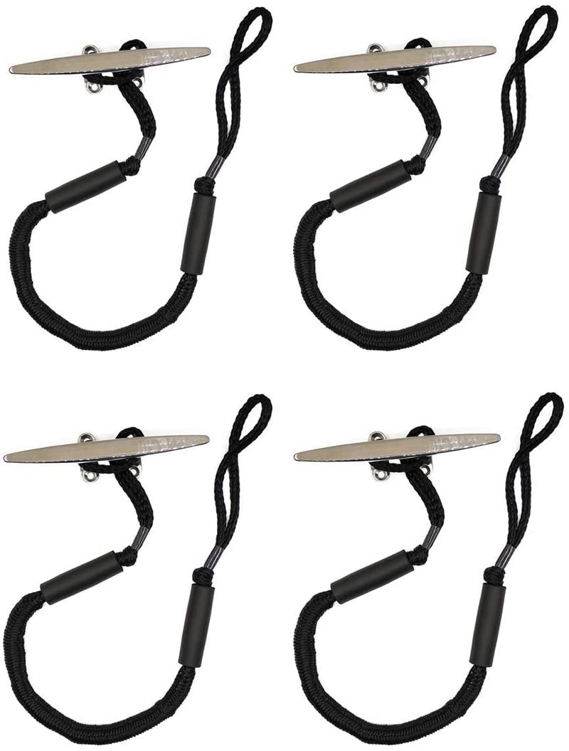 Jranter Bungee Dock Lines - Boat Accessories - 4 Feet Shock Cords Docking Rope Mooring Rope for PWC,Jet ski,Pontoon,Kayak,Canoe,Power Boat,Watercraft (Black) - Image 1