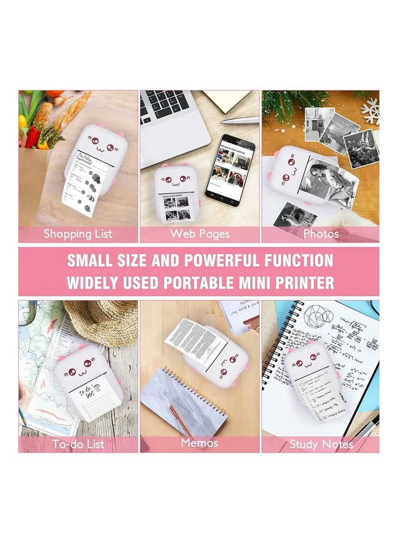 phomemo Compact portable printer, ink-free thermal printer, connects wirelessly to mobile phones for printing, includes 1 roll of thermal paper. Suitable for office, home, outdoor and travel use (pink). - Image 5