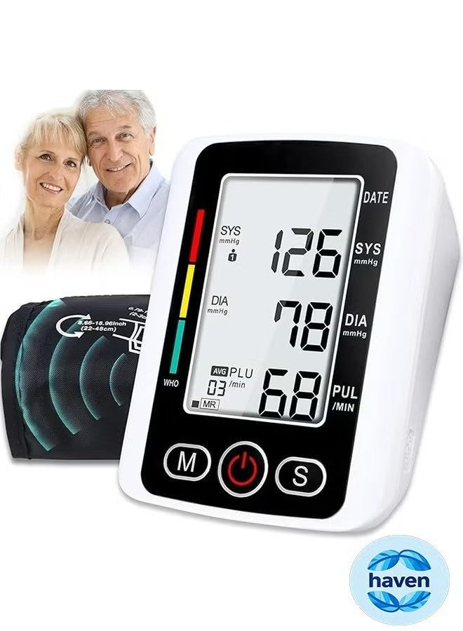 HAVEN Digital Blood Pressure Monitor，Voice Portable LED Upper Arm Blood Pressure Monitor Adjustable Blood Pressure Cuff Automatic Digital Wrist Blood Pressure monitor LCD Display Home BP Monitor,Memory Voice Prompt - Image 1