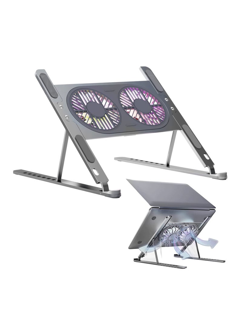 Loquat Laptop Cooling Pad Laptop Cooler Laptop External Fan Laptop Cooling Stand with Fan Computer Cooling Fan for Gaming Laptop MacBook Air Pro 9-17 Notebook Aluminum(Grey) - Image 1