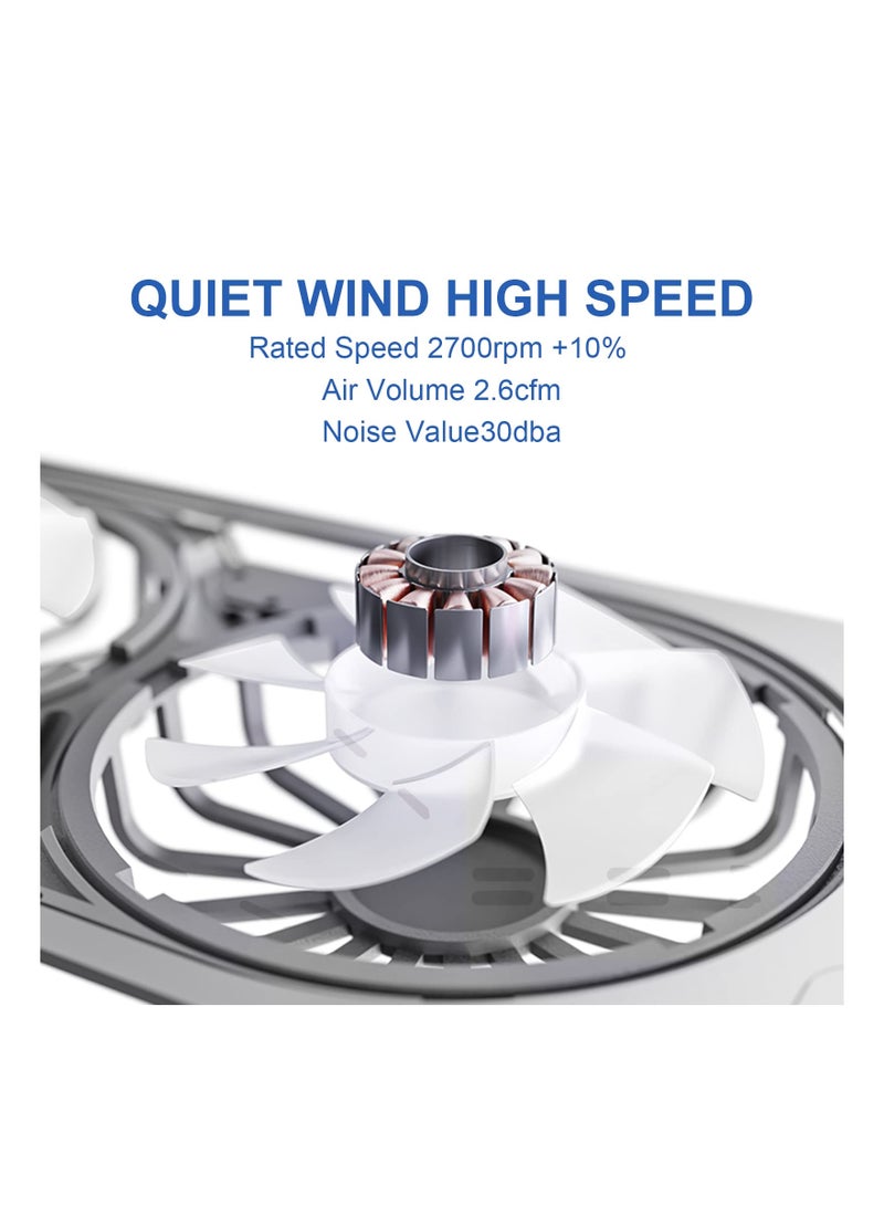 Loquat Laptop Cooling Pad Laptop Cooler Laptop External Fan Laptop Cooling Stand with Fan Computer Cooling Fan for Gaming Laptop MacBook Air Pro 9-17 Notebook Aluminum(Grey) - Image 3