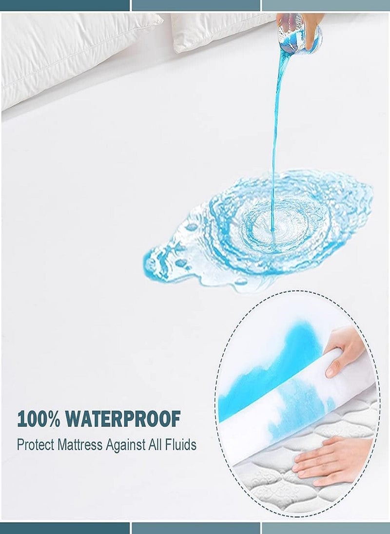 Blueberry Terry Waterproof Mattress Protector With Deep Pocket And All Around Elastics, 200X200+30cm, White - Image 3