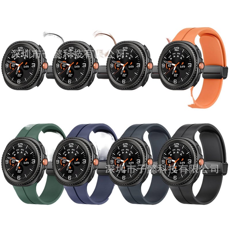 سوار ساعة ذكية رياضي من السيليكون متوافق باللون أسود قابل للتعديل مع Samsung Galaxy Watch 8 Classic بملاءمة قابلة للتعديل وحزام ناعم للاستبدال اليومي - Image 2