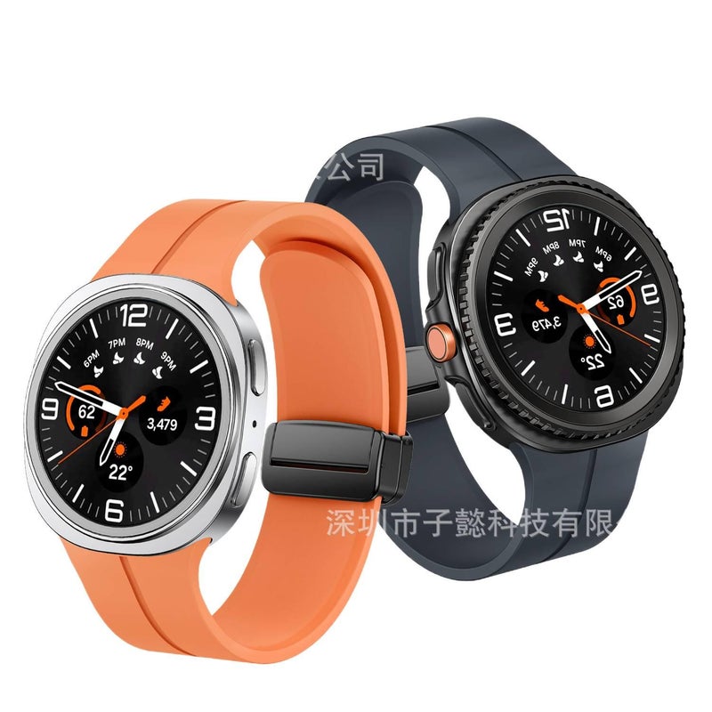سوار ساعة ذكية رياضي من السيليكون متوافق باللون أسود قابل للتعديل مع Samsung Galaxy Watch 8 Classic بملاءمة قابلة للتعديل وحزام ناعم للاستبدال اليومي - Image 3