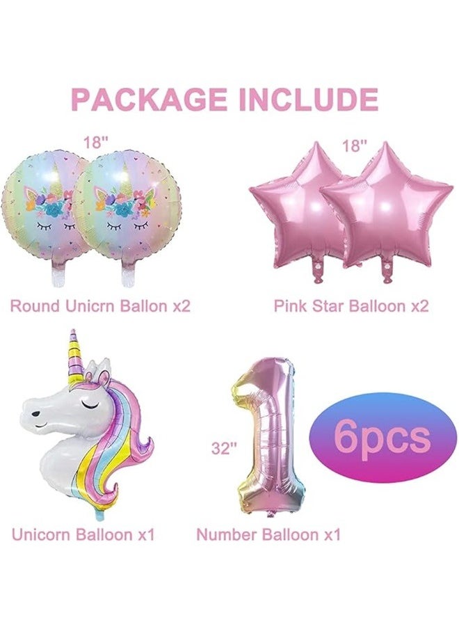 yongsheng 6-Piece Rainbow Unicorn Printed Balloon Set，Unicorn Balloons Unicorn Birthday Party Decorations for Girls Foil Balloons Set Macaron and Rainbow Balloon Wedding Baby Shower Party Supplies (1)  - Image 2