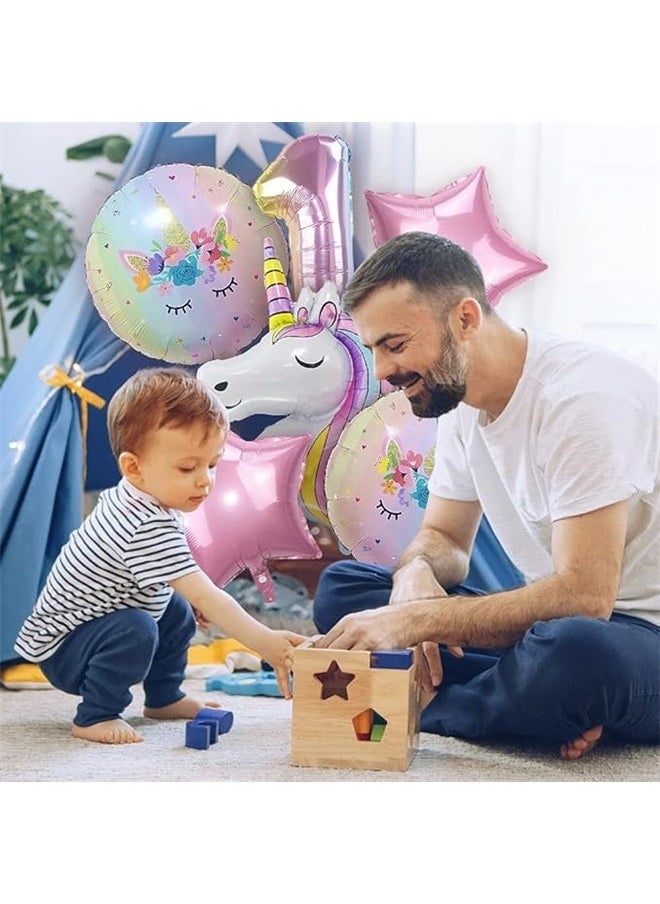 yongsheng 6-Piece Rainbow Unicorn Printed Balloon Set，Unicorn Balloons Unicorn Birthday Party Decorations for Girls Foil Balloons Set Macaron and Rainbow Balloon Wedding Baby Shower Party Supplies (1)  - Image 4