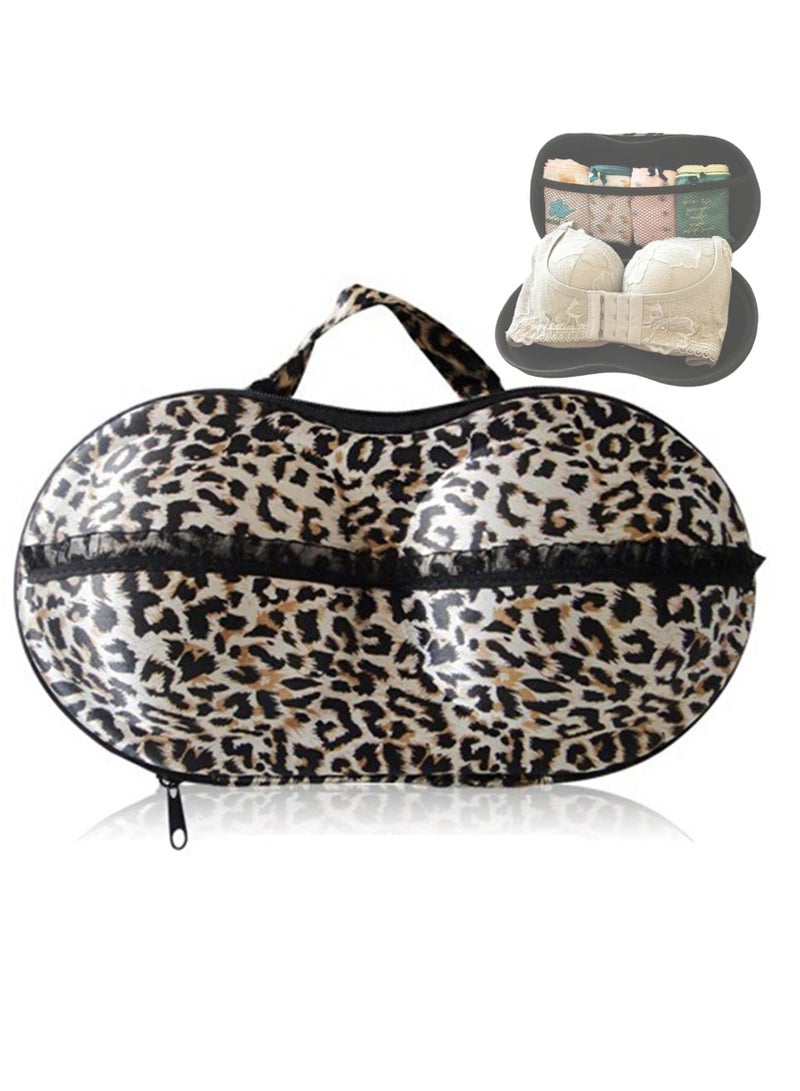 Excefore Travel Organizer Bra and Underwear Zip Bag, Portable Bra Storage Case with Net Traveling Lingerie Organizer Bag for Luggage Women Bras Bikin, Leopard print - Image 1