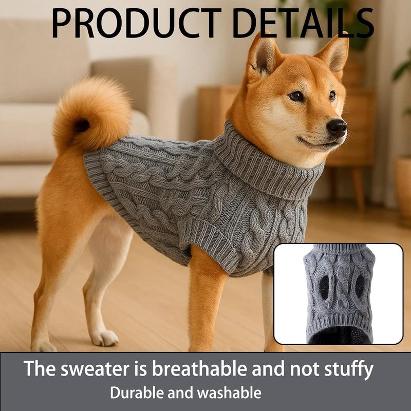 KASTWAVE Tiered purchase options Small Dog Jumpers, 2Pcs Cozy Knit Sweaters for Puppies, Warm Winter Clothes with Turtleneck, Stretchy Soft Knit Jumper for Small Breeds, Comfortable and Stylish, White & Dark Grey Varied dimensions - Image 5