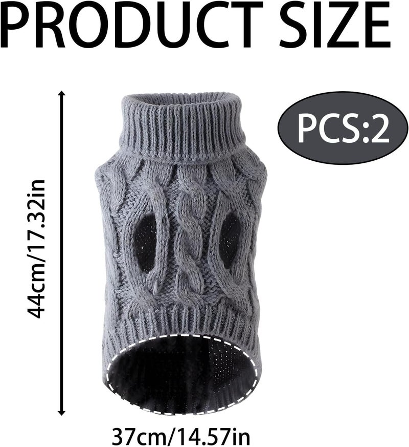 KASTWAVE Tiered purchase options Small Dog Jumpers, 2Pcs Cozy Knit Sweaters for Puppies, Warm Winter Clothes with Turtleneck, Stretchy Soft Knit Jumper for Small Breeds, Comfortable and Stylish, White & Dark Grey Varied dimensions - Image 3