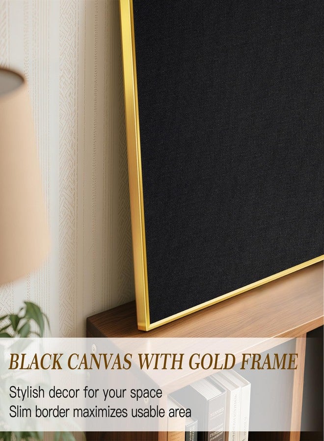QUEENLINK Linen Bulletin Board,24" x 18" Gold Aluminum Frame Cork Boards for Walls,Decorative Pin Board, Message Board, Vision Board, Picture Board, Photo Board, Black Linen - Image 3