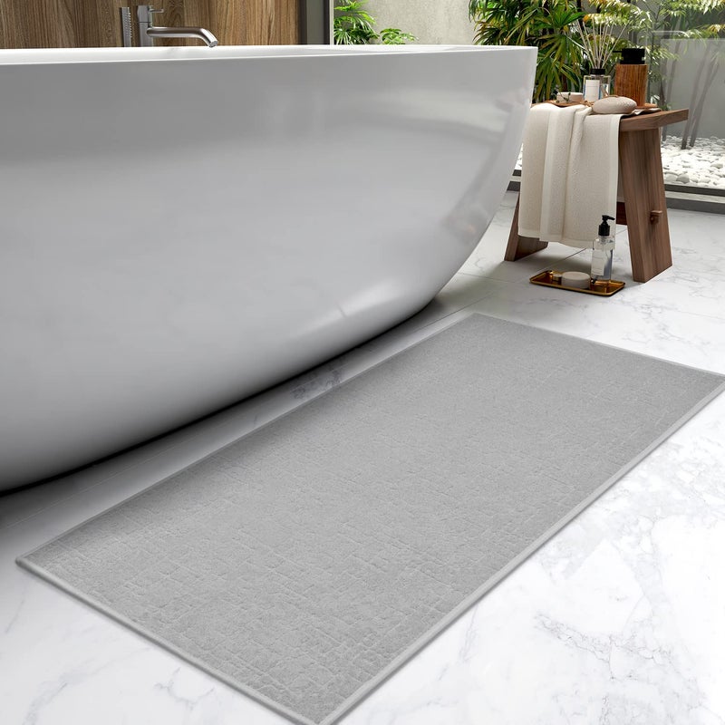 AMOAMIBath MatAbsorbent Quick Dry Bathroom Floor MatsWashable Rubber Backing Bath Mats for Bathroom Rugs Fit Under DoorBath Rug for in Front of Sink Bathtub Shower Room Grey 24x48