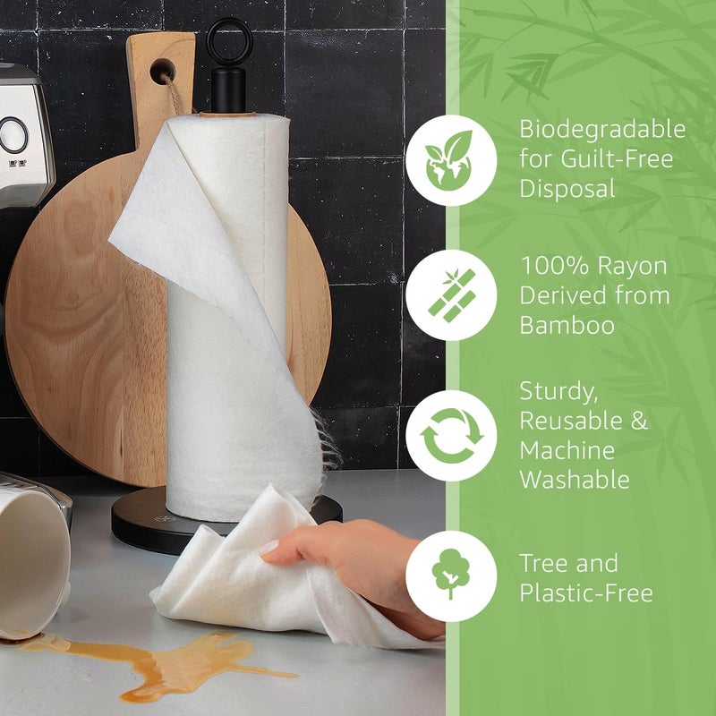 Ibambo Reusable Paper Towels Bamboo | Ultra Absorbent & Durable | Reusable Paper Towels Washable Roll | Fsc Certified | 100% Rayon Derived From Bamboo | Towel Alternative | 20 Sheets  12""X11"" | 1 Roll - Image 2
