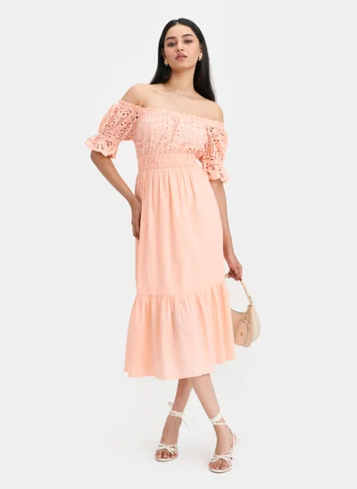 Virgio Cotton Schiffli Brunchwear Off Shoulder for Women