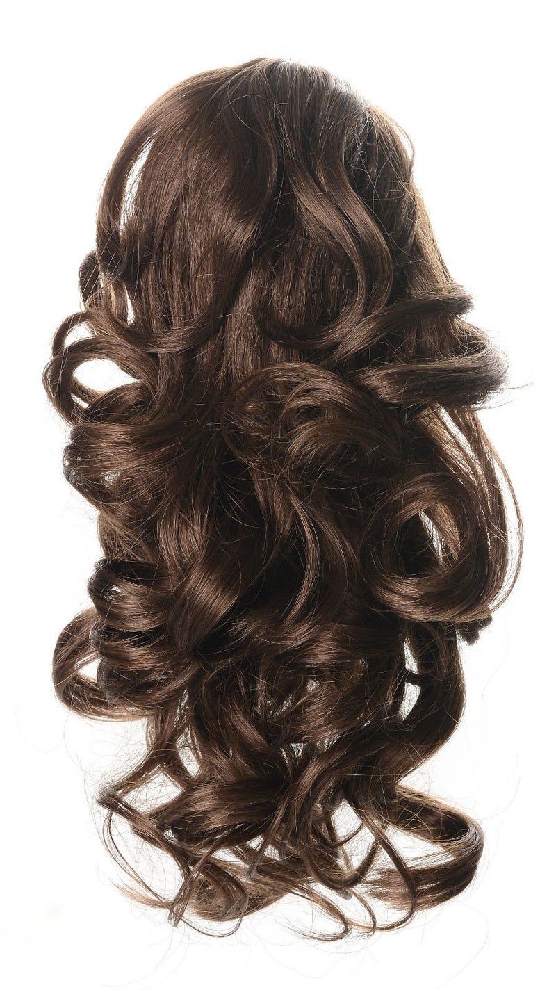 Onedor 12" Synthetic Fiber Natural Textured Curly Ponytail Clip In/On Hair Extension Hairpiece (10# - Medium Golden Brown)