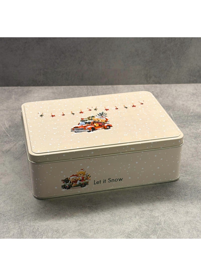 Sarkap Home Let It Snow Rectangular Decorative Metal Storage Box - Car Model 