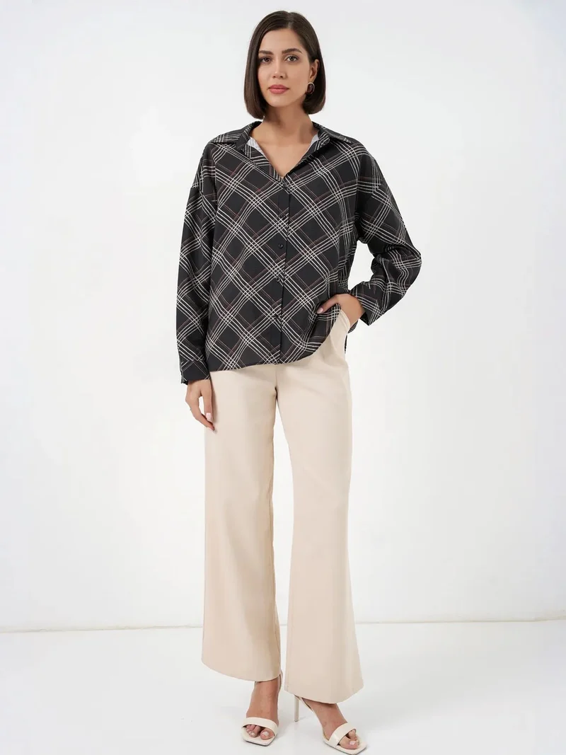 بيغ دارت BDART Oversized Plaid Button-Up Shirt