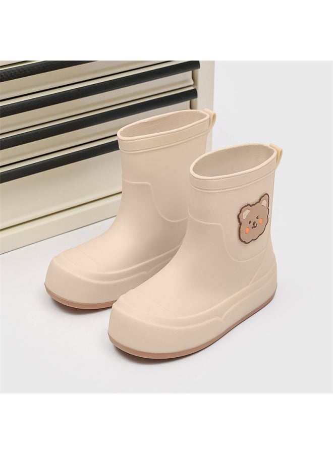 Fashionable Women's Rain Boots, Non-slip Mid-calf Kitchen Shoes, Outdoor Rainproof Water Shoes, Waterproof Parent-child Style Rubber Shoes For Women