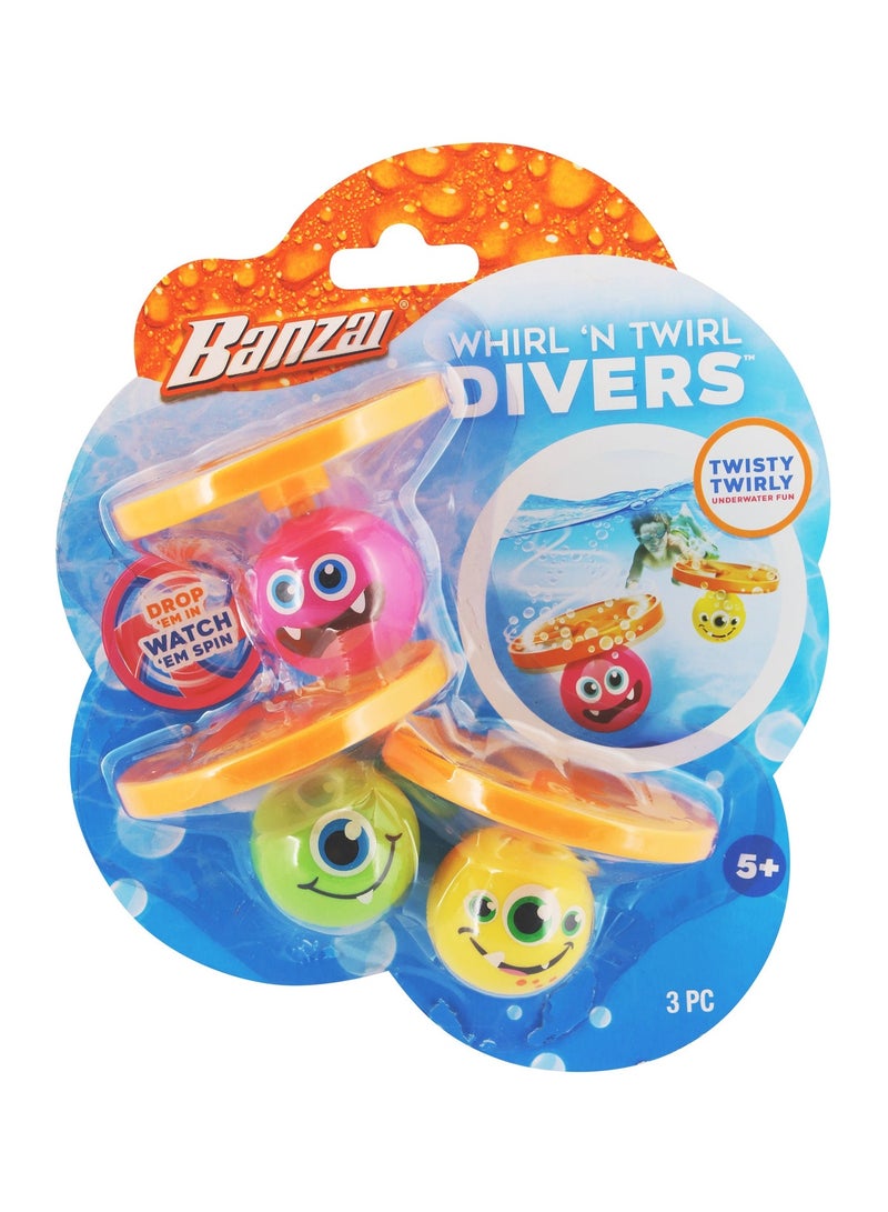 Banzai Whirl 'N' Twirl Divers -  Set of 3PCS & Banzai Dino Dive GameBundle - Image 2