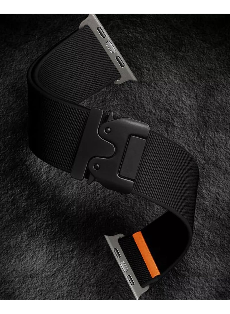 DUSALA Sport Durable Rugged Watch Band Compatible with Apple Watch Ultra 1/2 49mm 46mm 45mm 44mm 42mm for Women Men Soft Stretchy Nylon Loop Strap,Parachute Style Buckle Straps for iWatch SE Series 10 9 8 7 6 5 4 3 2 1 SE - Image 3