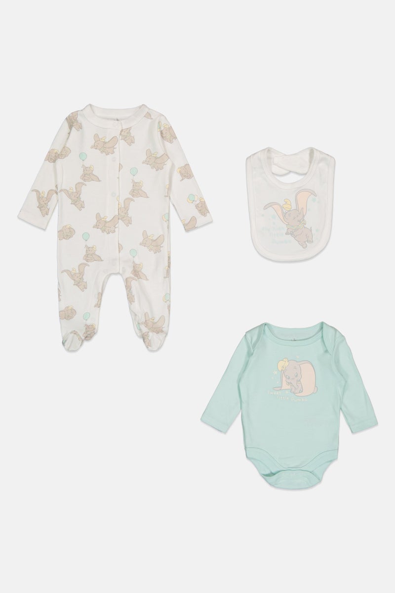 Disney Baby Toddlers Boy 3 Pieces Graphic Print Bodysuit With Bib Set, Multicolor - Image 2