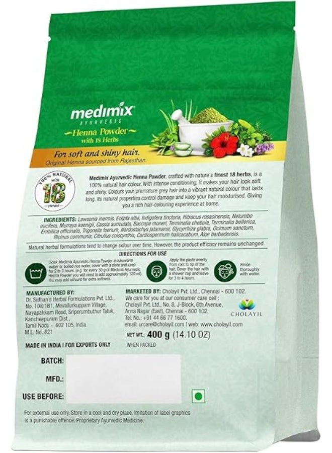 Medimix Henna Powder with 18 Herbs - For Soft & Shiny Hair- 100% Natural Hair Color - Controls Damage and Keeps Hair Moisturized - 400 gm - Image 2