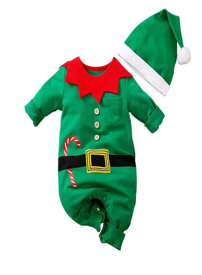 Hifot My First Christmas Baby Girl Boy Romper Newborn Clothes Long Sleeve Jumpsuit + Hat Infant Outfits Set - Image 1