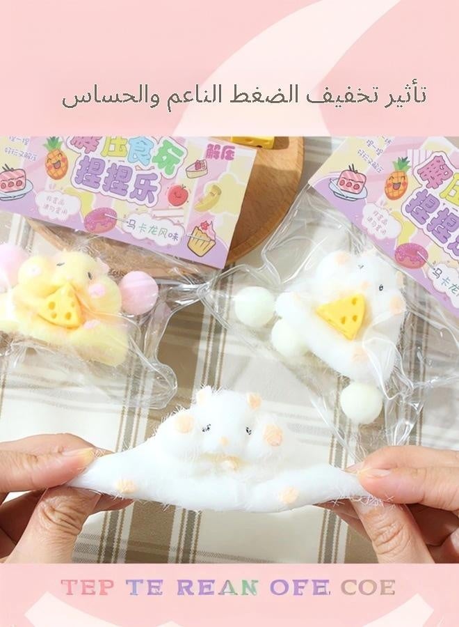 tangs Hamster Squishy Toy 2-Pack (White & Yellow) – Stress Relief Sensory Fidget Toys for Adults & Kids, with Random Mini Accessories, Durable Solid Silicone Squeeze Ball (3+ Years) - Image 5