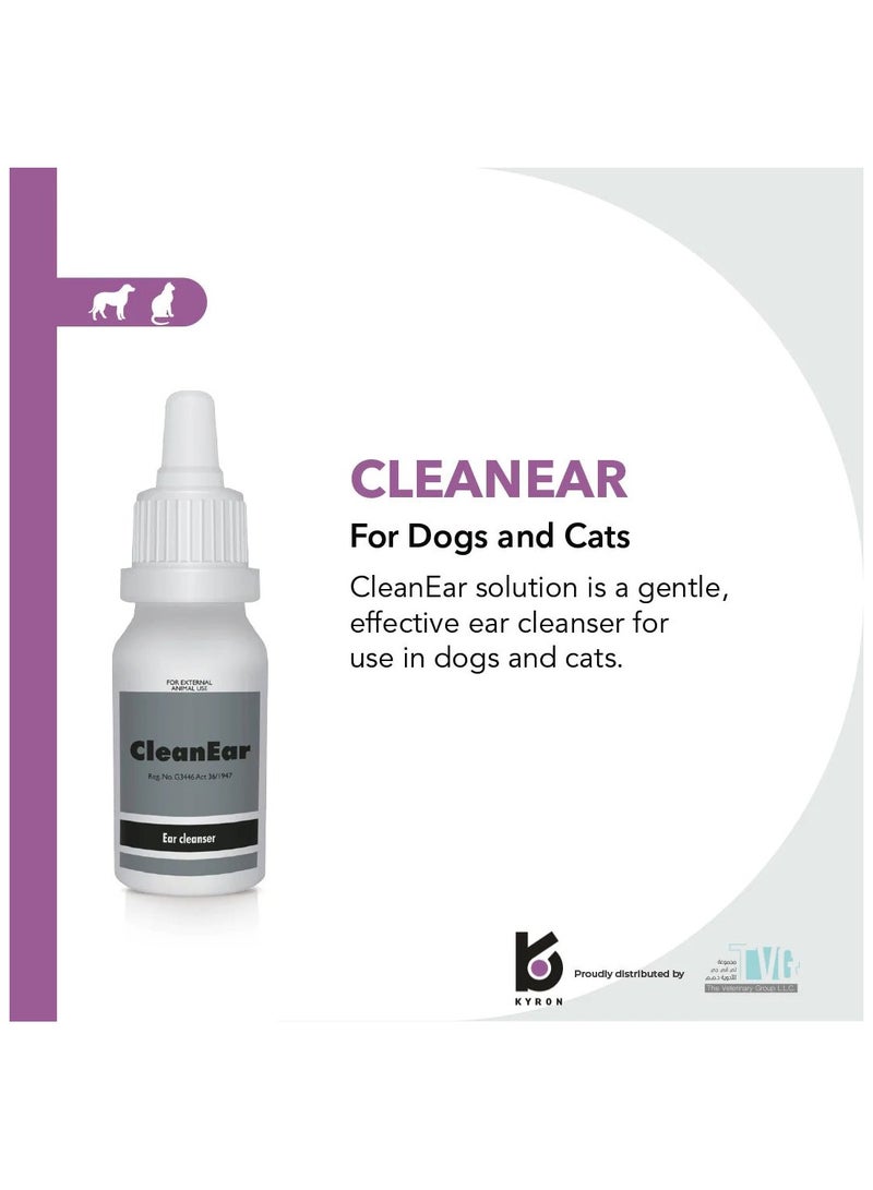 Kyron Clean Ear Solution For Dogs and Cats 30ml dropper bottle - Image 3