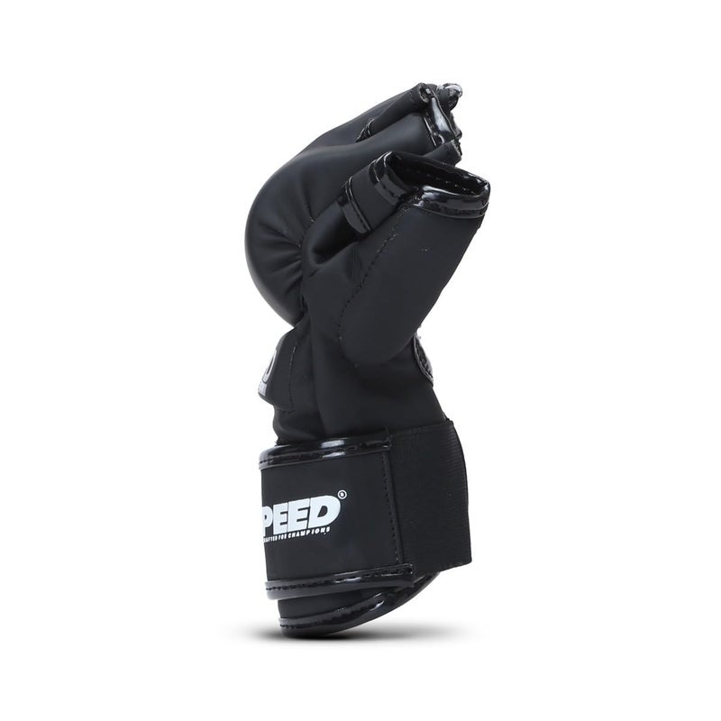 XPEED Striking MMA Gloves | Matt PU Grappling Glove Cut Finger for Martail Arts | Combat Sports | MMA | Training Gloves | Versatile Sports Gloves | Wrap Around Hook & Loop Closure (Black) (S/M) - Image 4