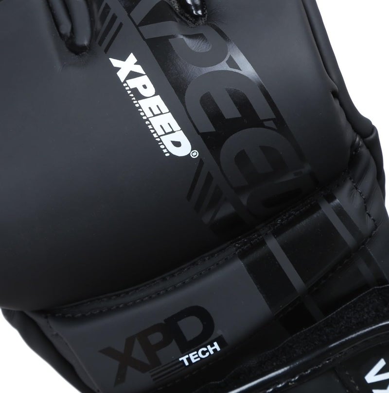 XPEED Striking MMA Gloves | Matt PU Grappling Glove Cut Finger for Martail Arts | Combat Sports | MMA | Training Gloves | Versatile Sports Gloves | Wrap Around Hook & Loop Closure (Black) (S/M) - Image 2