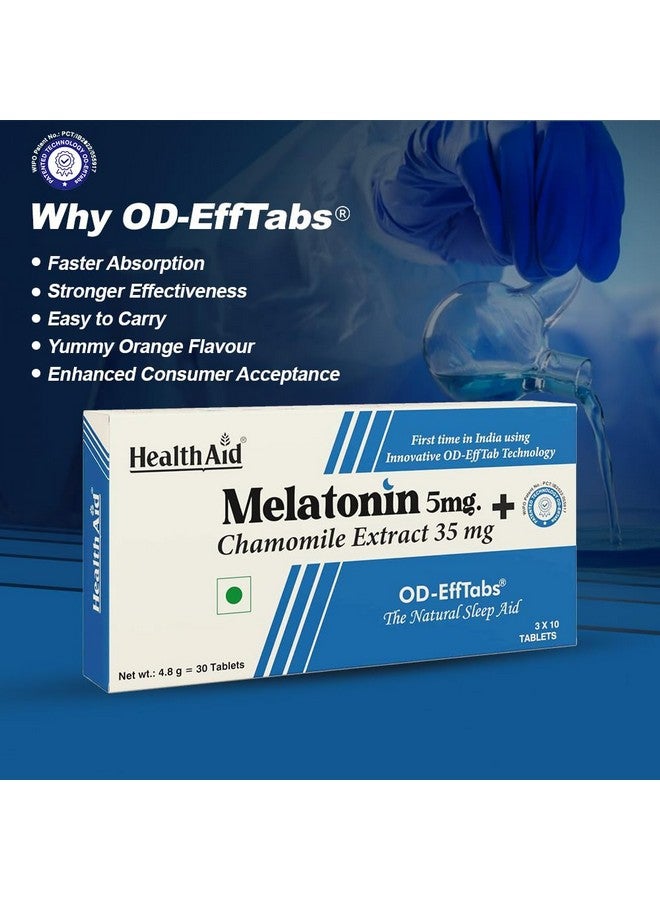 Health Aid Melatonin 5Mg + Chamomile Extract 35Mg for Deep Sleep, Melatonin Supplement for Sleep Wellness, Immunity & Antioxidant Support | Non-Habit Forming- 30 Tablets (Pack of 1) - Image 2