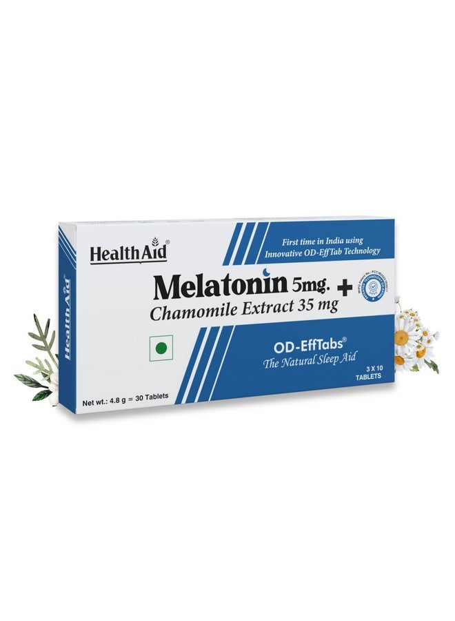Health Aid Melatonin 5Mg + Chamomile Extract 35Mg for Deep Sleep, Melatonin Supplement for Sleep Wellness, Immunity & Antioxidant Support | Non-Habit Forming- 30 Tablets (Pack of 1) - Image 1