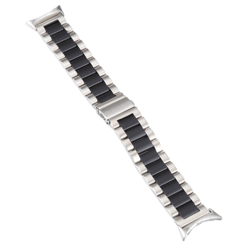 erorex For Google Pixel Watch Three Strains Stainless Steel Metal Watch Band (Silver Black) - Image 2