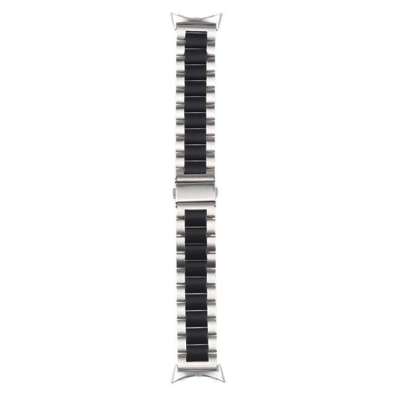 erorex For Google Pixel Watch Three Strains Stainless Steel Metal Watch Band (Silver Black) - Image 1