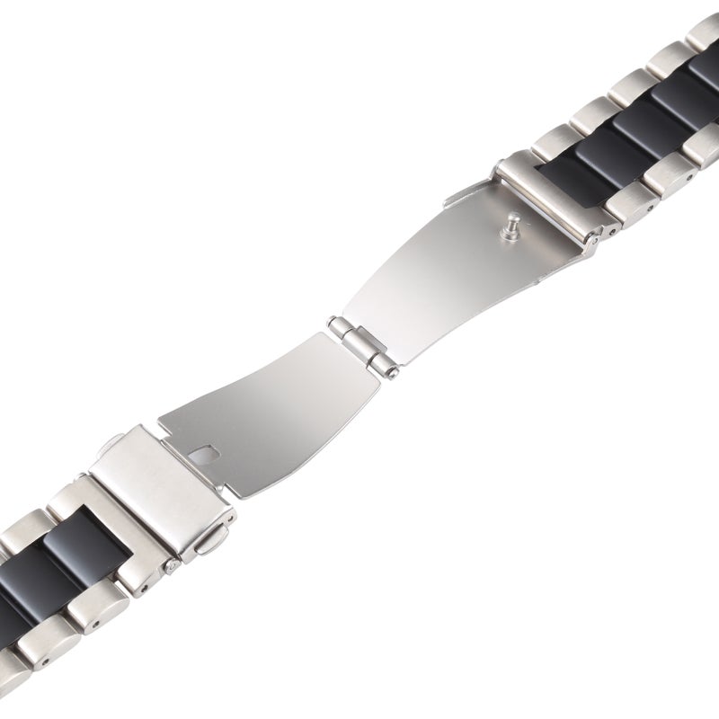 erorex For Google Pixel Watch Three Strains Stainless Steel Metal Watch Band (Silver Black) - Image 3