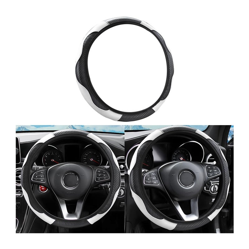 Car Steering Wheel Cover 15 Inch Universal Microfiber PU Leather Steering Wheel Covers Breathable AntiSlip Steering Wheels Accessories for Men Women Universal for All Seasons BlackWhite